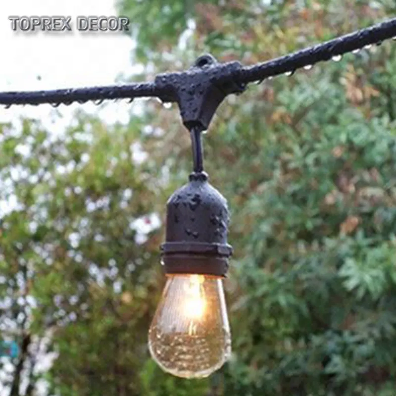 Outdoor Christmas LED Festoon Lights Waterproof Chain Light with Bulbs Warm White Emitting for Patio IP65 Rated