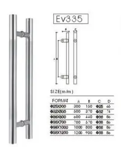 Maniglie scorrevoli per porte scorrevoli in vetro per doccia in acciaio inossidabile a forma di H con tubo circolare di alta qualità