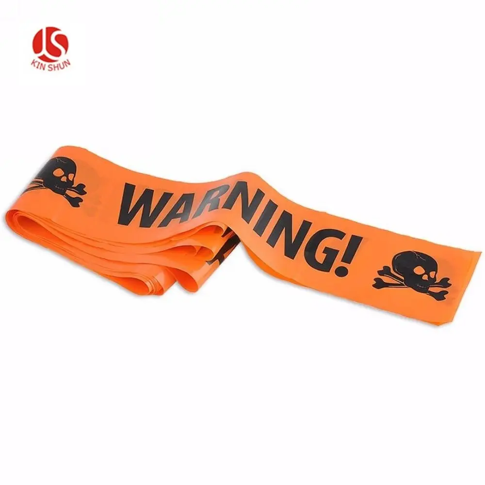 New Halloween Decoration Plastic Orange Warning Caution Tape Haunted KEEP OUT Fright Tape 90 Ft
