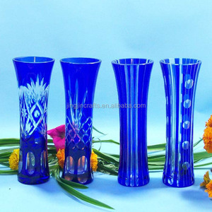 <span class=keywords><strong>Vase</strong></span> à fleurs en <span class=keywords><strong>verre</strong></span> cristal transparent de forme tubulaire, <span class=keywords><strong>bleu</strong></span> cobalt, bohème, fabriqué à la main en République tchèque - Product Image 2