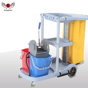 Multifunctionele Meid Plastic Schoonmaakwagen Met Twee Emmers Dweil Wringer Schoonmaakwagen <span class=keywords><strong>Trolley</strong></span> Met Twee-Emmer Mop Wringer - Product Image 5