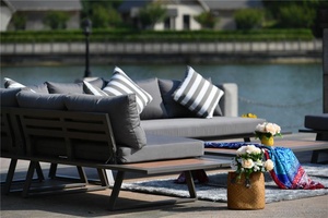 2019 <span class=keywords><strong>Moda</strong></span> nuovi prodotti di design per esterni in alluminio vimini mobili da giardino divano - Product Image 3