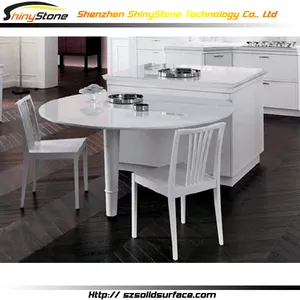 Rounded glossy finish design designer white Acrylic Solid Surface wall mounted table