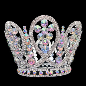 Rhinestone Pieno e Rotondo Crown Pageant Cerchio Corone di Bellezza <span class=keywords><strong>Della</strong></span> <span class=keywords><strong>Regina</strong></span> <span class=keywords><strong>Tiara</strong></span>