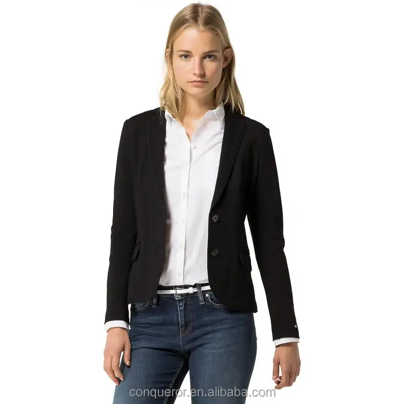 Fancy Two Button Morden Fit Black Suit Blazer For Women