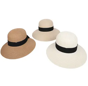 Primavera y verano nueva casual de mujer fresca protector solar al aire libre tejida sombrero verano sombrero de paja