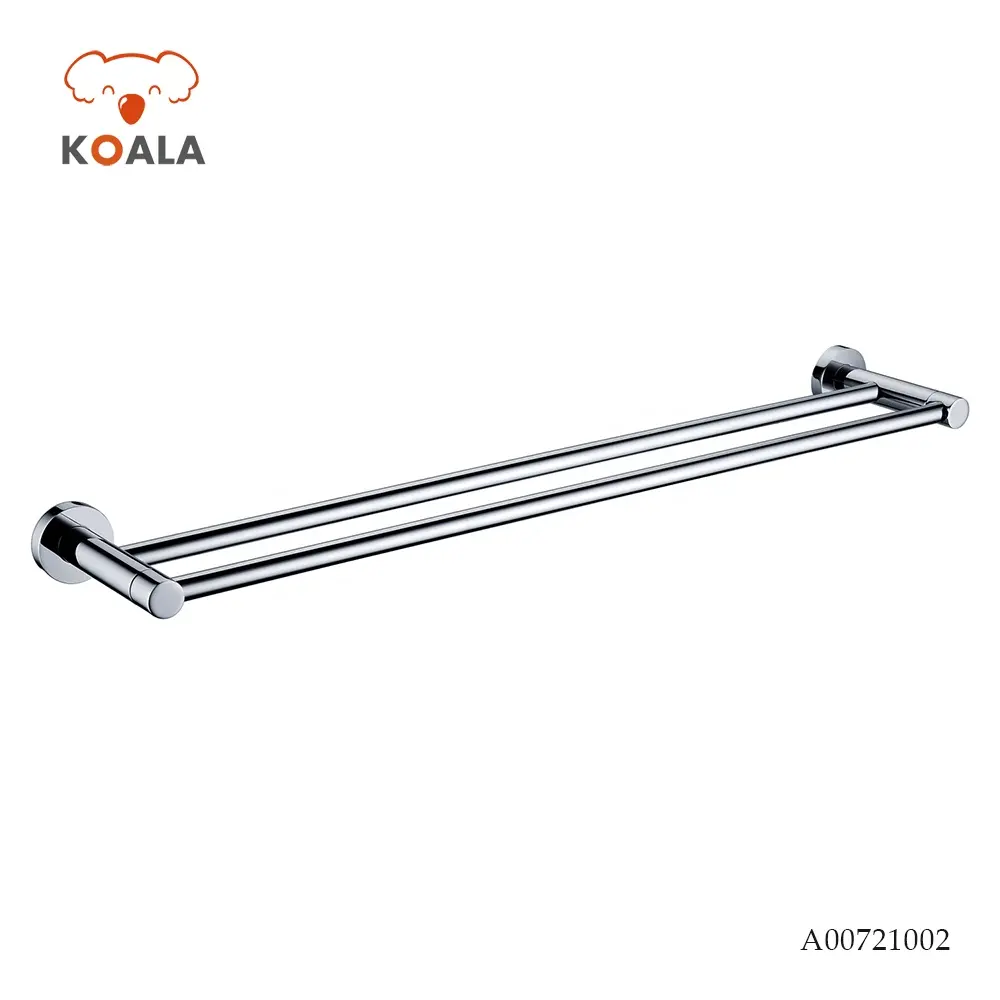 Double Chrome Brushed Nickel Brass Stainless Bathroom Towel Bar For Hotel