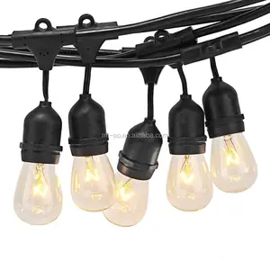 Thương Mại Heavy Duty PVC Đen Cáp LED Dimmable Bulbs Bao Gồm Ngoài Trời Chuỗi Lights Waterproof Với Dimmer