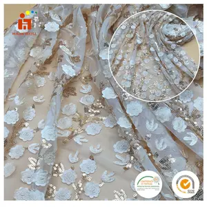 China großhandel 3d guipure blume tüll stickerei stoffe perlen pailletten spitze stoff geschäften in china