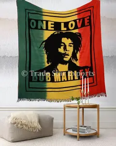 Bob Marley hippi goblenler kraliçe hint pamuk yatak örtüsü toptan baskılı duvar asılı goblen