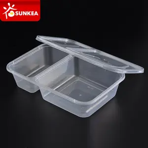 Disposable plastic two compartment food container