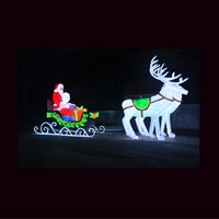 Décoration lumineuse de Noël en acrylique pour extérieur, motif de renne et de Père Noël avec traîneau