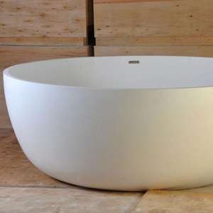 Falda ancha redonda para 2 personas, superficie sólida independiente, bañera de baño, resina acrílica, bañera de mármol - Product Image 5