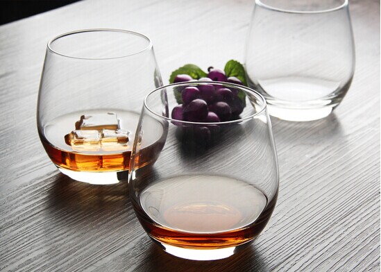Human mouth blown egg shaped high quality customized size stemless wine glass crystal wine glass