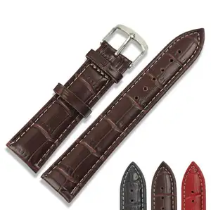QUEENA Watchbands PU leather and Genuine Leather WatchBand Stainless Steel Buckle Clasp watch band leather strap