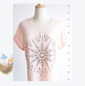 <span class=keywords><strong>2018</strong></span> nueva llegada mujeres impresión túnica Casual vestido de algodón túnica - Product Image 6