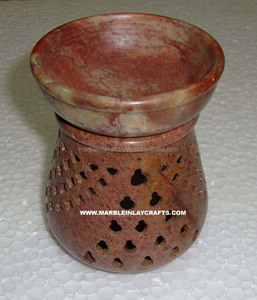 Quemadores de aceite aromático de piedra jabonosa, lámparas de aceite talladas a mano - Product Image 1