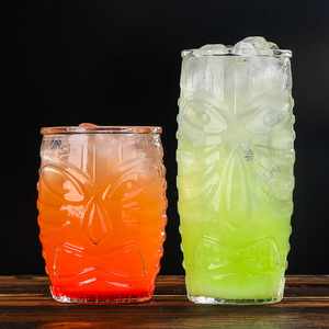 Vaso <span class=keywords><strong>de</strong></span> Vidrio Tiki <span class=keywords><strong>de</strong></span> Diseño Original Taza Tiki para Jugo y Cócteles - Product Image 3