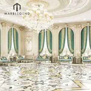 prefab palatial flooring waterjet tile marble medallion designs decorate Arabic majlis for sale