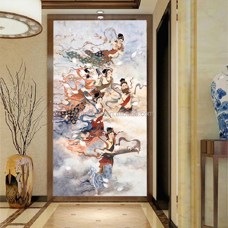 Terbaik jual wallpaper Cina wallpaper mural gaya Cina mitologi peri terbang ARA kustom wallpaper mural