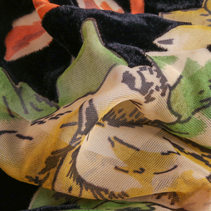 Nylon Et Rayonne Noir Tissé Imprimé Fleur Tissu Pour Robe - Product Image 4
