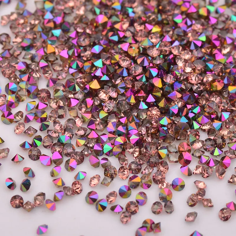 15 renk 1.2mm altın gökkuşağı Mini cam tırnak Rhinestone mikro Strass Glitter kristal elmas tırnak süsü <span class=keywords><strong>sanat</strong></span> dekorasyon DIY manikür