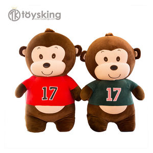 Couette de <span class=keywords><strong>singe</strong></span> en peluche personnalisée en Offre Spéciale avec t-shirt et impression de chiffres remplie de coton PP - Product Image 1