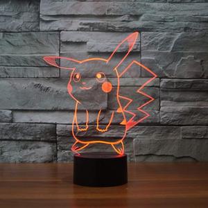 <span class=keywords><strong>Pokemon</strong></span> Pikachu 3D LED Night Light, Elstey 3D ภาพลวงตา Visual 7 สีสัมผัสโต๊ะโคมไฟ