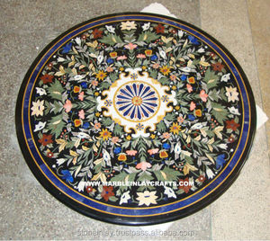 Mesa con incrustaciones de mármol blanco, hermoso - Product Image 1