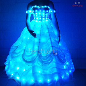 Plein Couleur Showgirl LED Costume Nouveau Design LED De Mariage Robe CONDUIT Robe De Soirée - Product Image 6