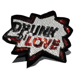 カスタムデザイナーロゴレタースパンコール刺繍パッチシェニール花アップリケパッチ刺繍ビーズラインストーンパッチネームバッジ - Product Image 2