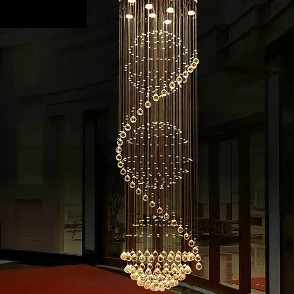 Luxe Lustre Suspendu En Cristal/Lampes Suspendues Grand Moderne Or Clair