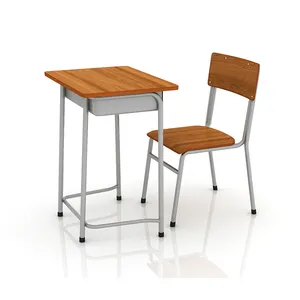 高品质现代便宜高中木制学校学生书桌和椅子套装