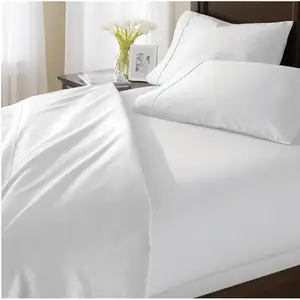 Wholesale 200TC Cheap White Flat Polyester Cotton Bed Sheets