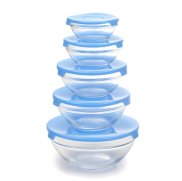 Fruit salad 5 pieces glass mixing bowl set With PET lid