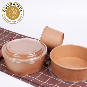 Jetable emporter kraft papier saladier avec couvercle POUR ANIMAUX de compagnie, kraft salade bol - Product Image 1