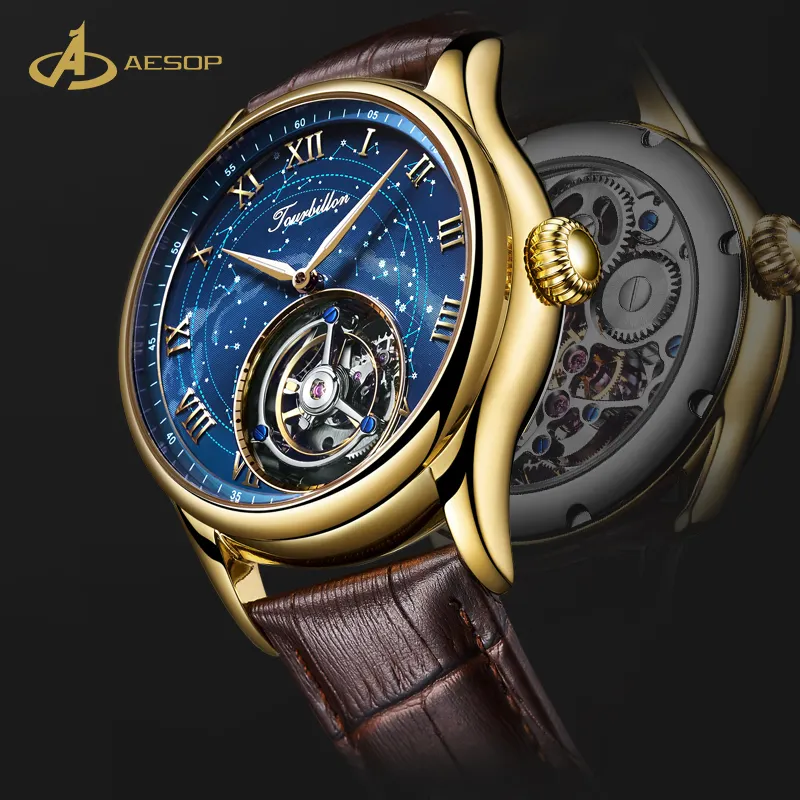 Aesop Factory Customized Hot Selling Tourbillon Watch Business Luxury Automatic Mechanical Watch
