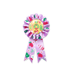 Bunga Pita Natal Kustom Grosir Buatan Tangan Roset Satin Lencana Kancing Satu Sisi Poliester Daur Ulang - Product Image 6
