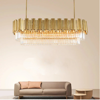 Grand lustre doré utilisé pour les luminaires suspendus de plafond d'hôtel, lustre en cristal d'hôtel