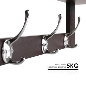 Homfa Ingresso di Bambù Mensola <span class=keywords><strong>A</strong></span> <span class=keywords><strong>Muro</strong></span> Appeso Mensola 29 "L, <span class=keywords><strong>A</strong></span> parete Appendiabiti Cremagliera con 5 Dual Ganci In Metallo per Corridoio, Bagno - Product Image 5