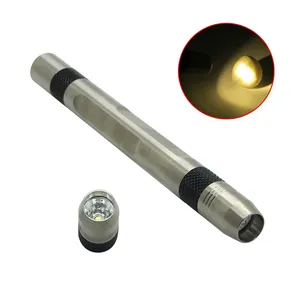 2で1 Yellow/White Pocket Clip Medical Pen Flashlight Waterproof DualヘッドJade TorchとMillimeter Ruler Flashlight