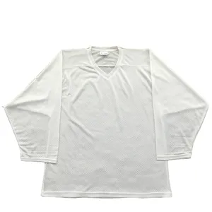 En gros tissu en maille Blanche XP001 pratique blanc maillot de hockey sur glace pour la formation