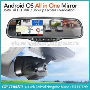 Nuevo 4.0 android gps dvr en el espejo retrovisor del coche del mundial los medios de comunicación