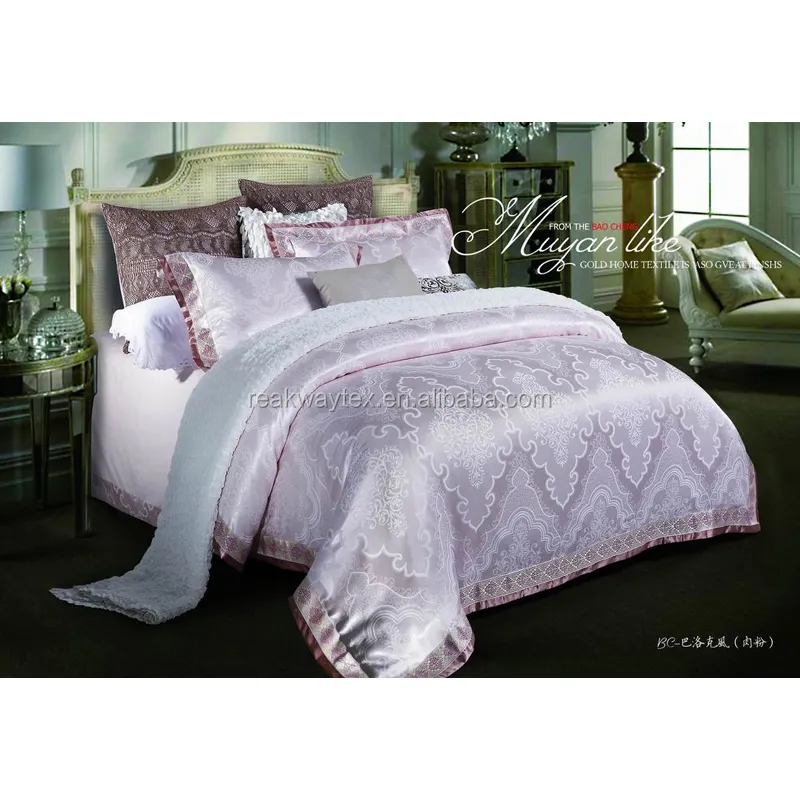 BC P15013-18 dourada bordado jacquard folha de cama quilt cover set