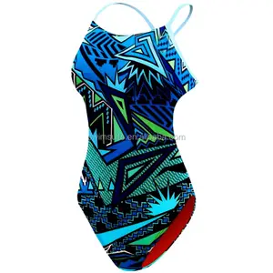 Low moq PBT one piece training swimsuit for girl aquatic swimwear customized print non-formal bathing suit