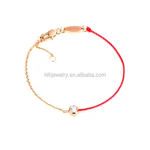 薄红线绳绳和链水晶手镯为妇女珠宝