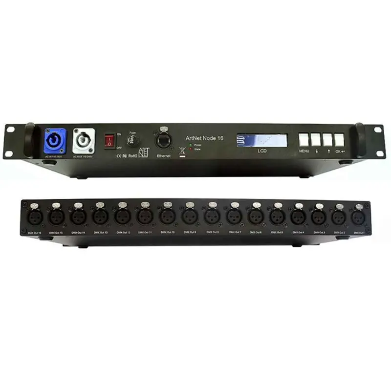 Controlador LED DMX512 ws2811 ws2812 RGB, convertidor de nodos DMX artnet, 16 puertos, luz de escenario, controlador dmx artnet