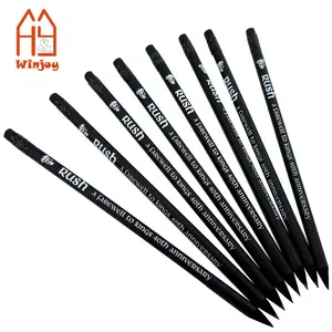 Wholesale school supplies bulk black wood pencil with eraser topper,custom adverstiing personernal logo matt l hb pencil