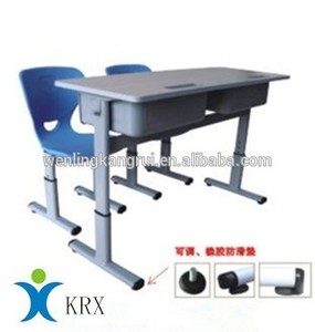 Adjustable double student desk and chairs for school - Product Image 1