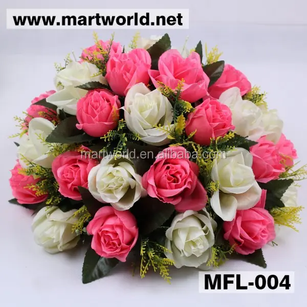 ดอกกุหลาบประดิษฐ์สีขาวและสีชมพู ดอกกุหลาบงานแต่งงาน ดอกไม้ประดิษฐ์สําหรับตกแต่งงานแต่งงาน ดอกไม้ผ้าไหม (MFL-004)